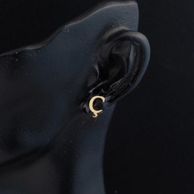 14K Ç Letteri Gold Minimal Earring - 14K - 0.92g - EZ Gold