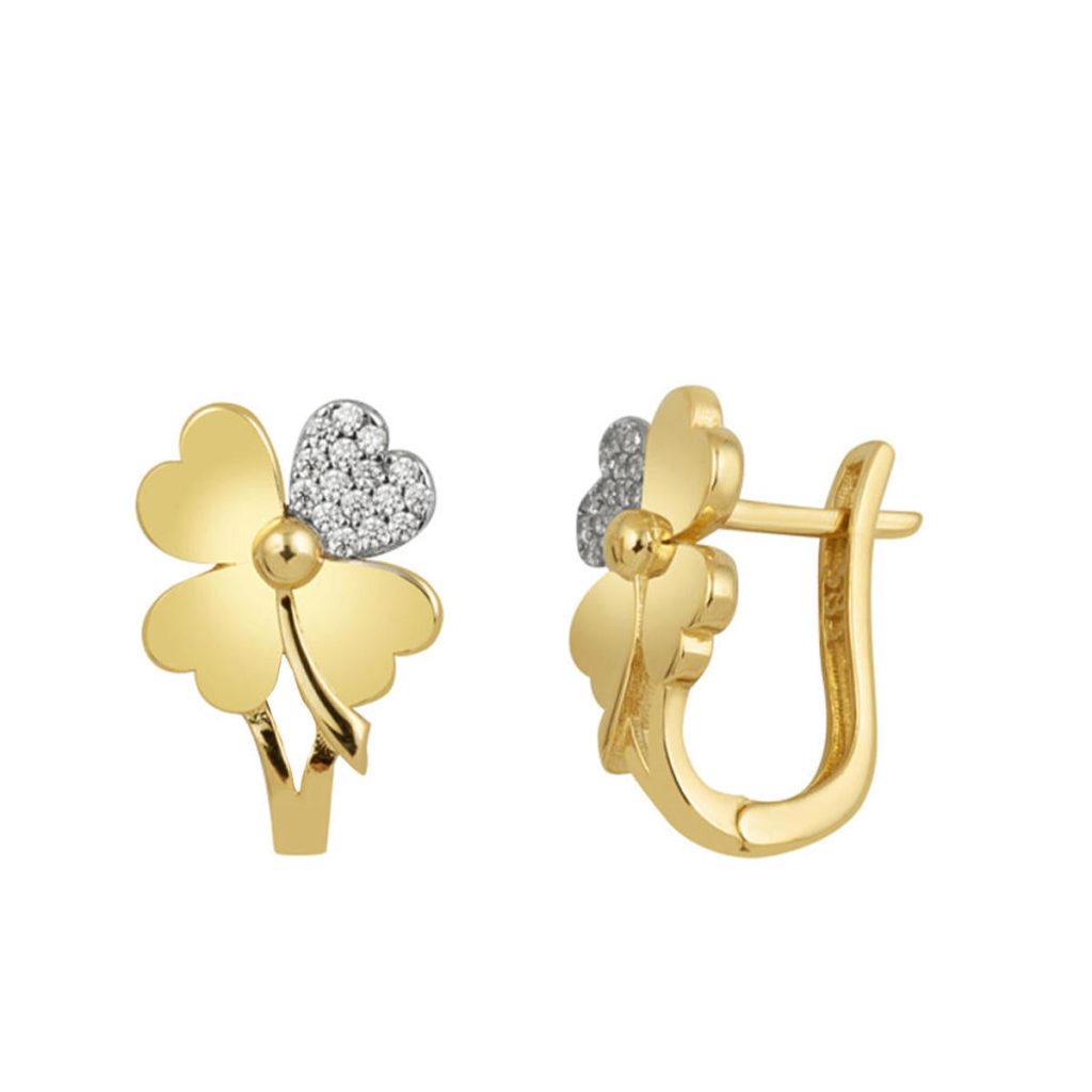 Clover Model 14 Karat Yellow Gold Earring