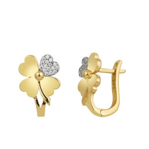 Clover Model 14 Karat Yellow Gold Earring