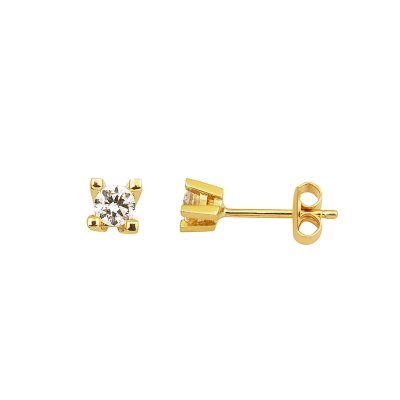 Sarı Gold 14K Solitaire Earring