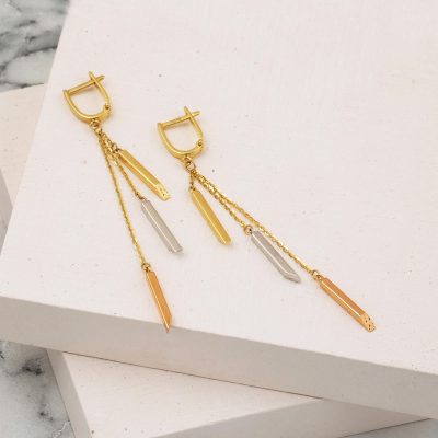 Misa Tasarım Sallantılı 14 Ayar Altın Küpe - 14K - 3.12g - EZ Gold