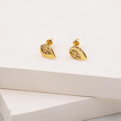Işıltılı Damla 14 Ayar Pimli Altın Küpe - 14K - 1.34g - EZ Gold