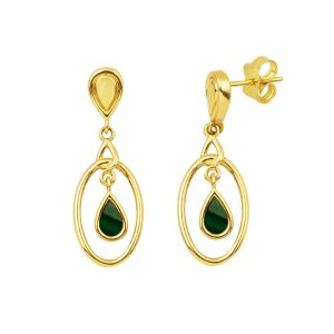 Green Drop Drop 14 Karat Gold Earring