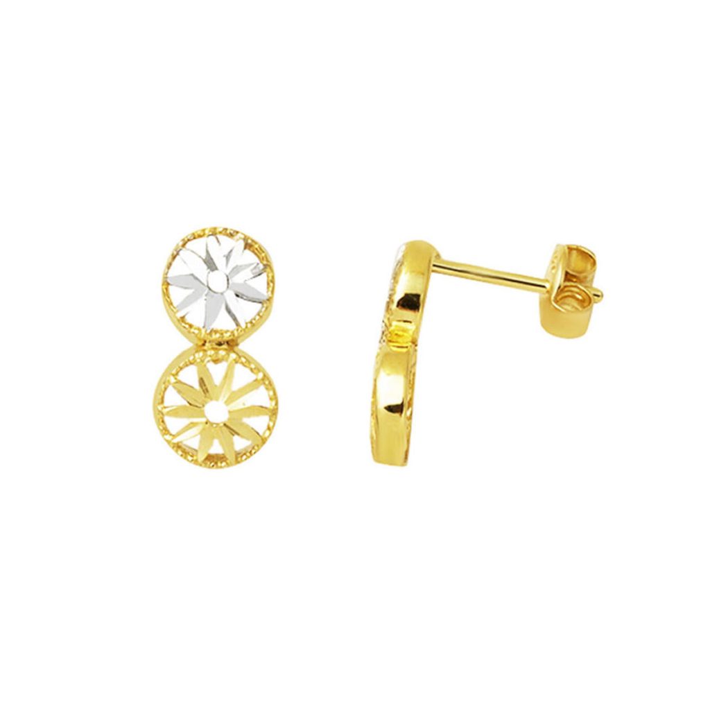 Star 14 Karat 2 Colored Gold Earring