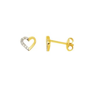 with Heart Minimalist 14 Karat Gold Earring