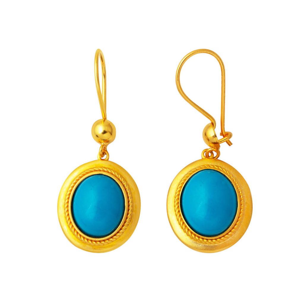 Firuze Taş Drop 14 Karat Gold Earring