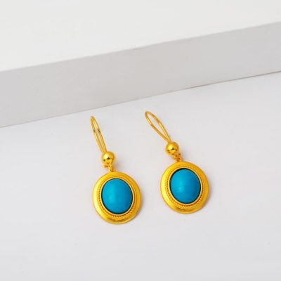Firuze Taş Sallantılı 14 Ayar Altın Küpe - 14K - 6.09g - EZ Gold
