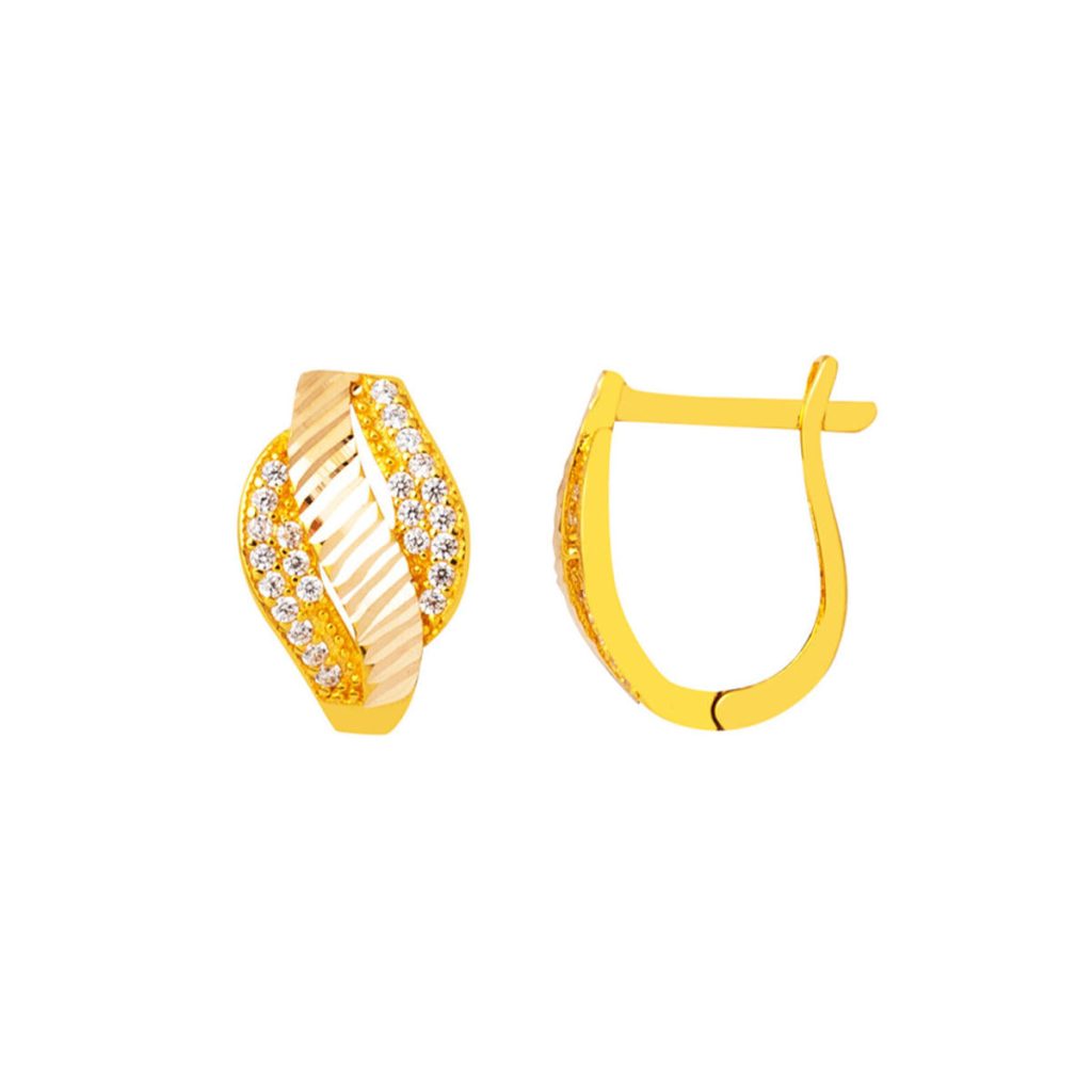 Işıltılı 14 Karat Women's Gold Earring