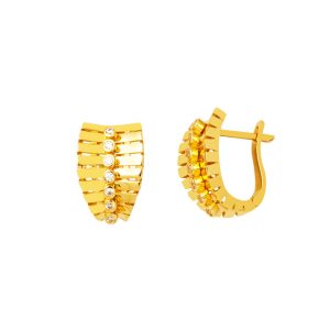 Row with Stones Filigree 14 Karat Gold Earring
