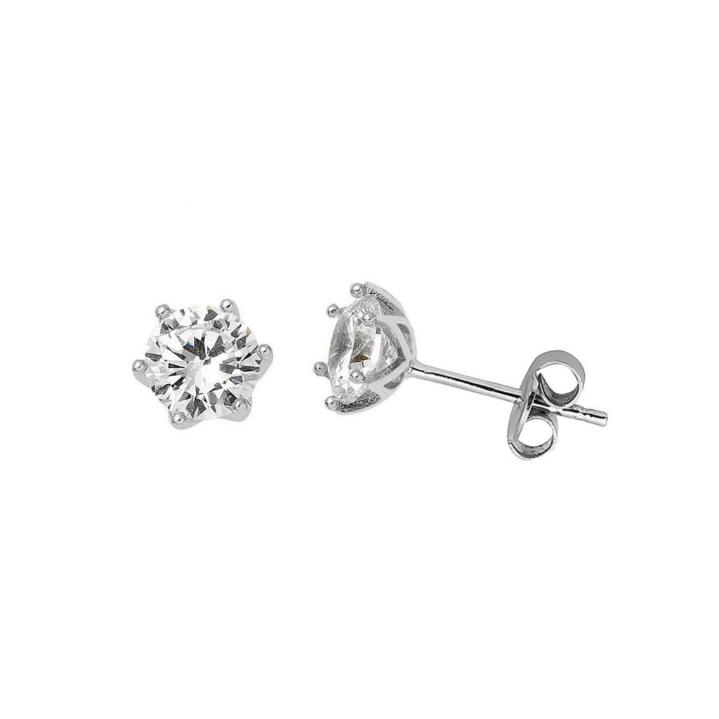 Blanc Or Altı Griffe Solitaire Boucle d&rsquo;Oreille 14 Carats