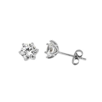 Beyaz Or Altı Griffe Solitaire Boucle d'oreille 14 Carats