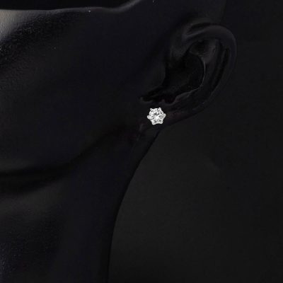 Beyaz Or Altı Griffe Solitaire Boucle d'oreille 14 Carats - 14K - 1.26g - EZ Gold