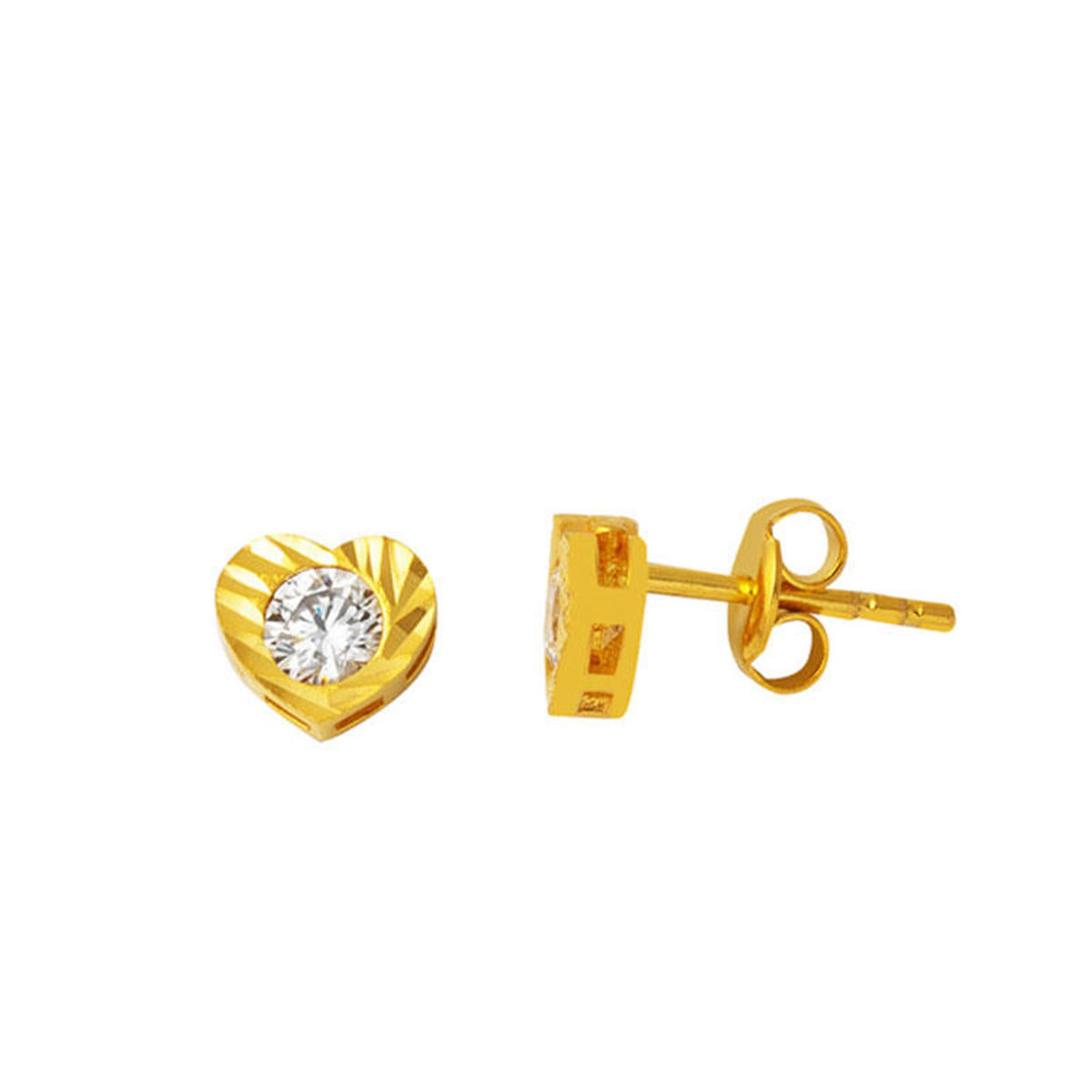 Coeur Model 22 Carats Solitaire Or Boucle d'Oreille