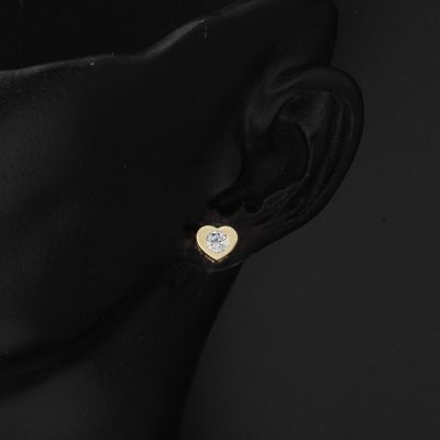 avec Cœur 14 Carats Solitaire Klips Or Boucle d'oreille - 14K - 1.38g - EZ Gold
