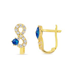 Lacivert with Stones Infinity Gold Children’s Earringsi