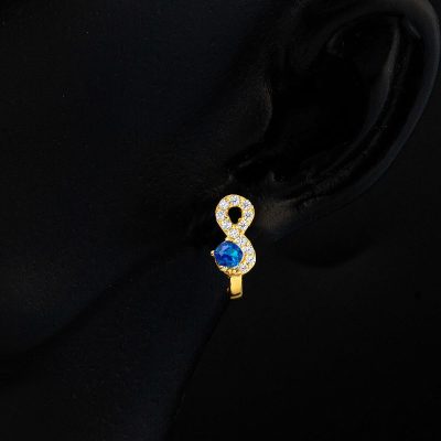 Lacivert with Stones Sonsuzluk Gold Çocuk Earringsi - 14K - 1.07g - EZ Gold