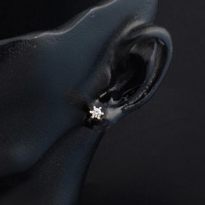 14 Carats Altı Griffelı Solitaire Or Boucle d'oreille - 14K - 1.2g - EZ Gold