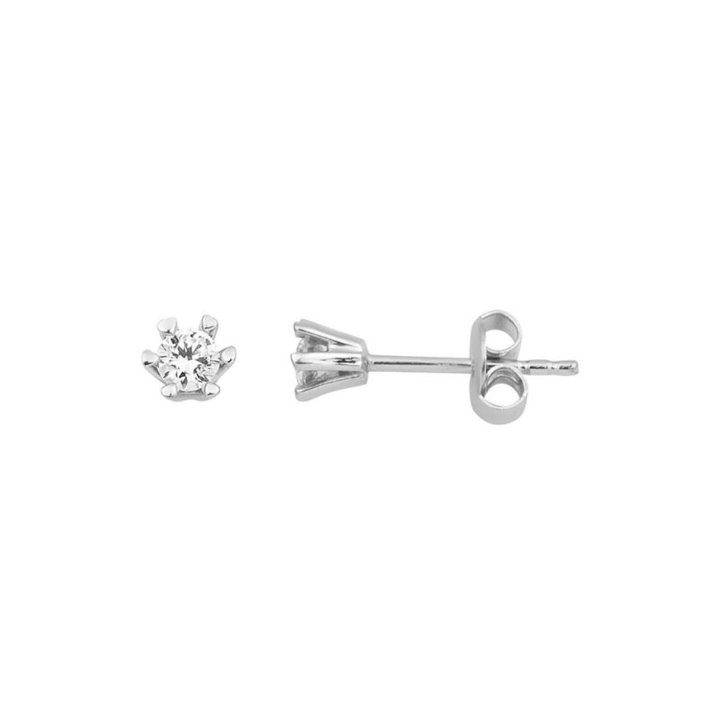 Blanc Or Altı Griffelı Solitaire Boucle d&rsquo;Oreille