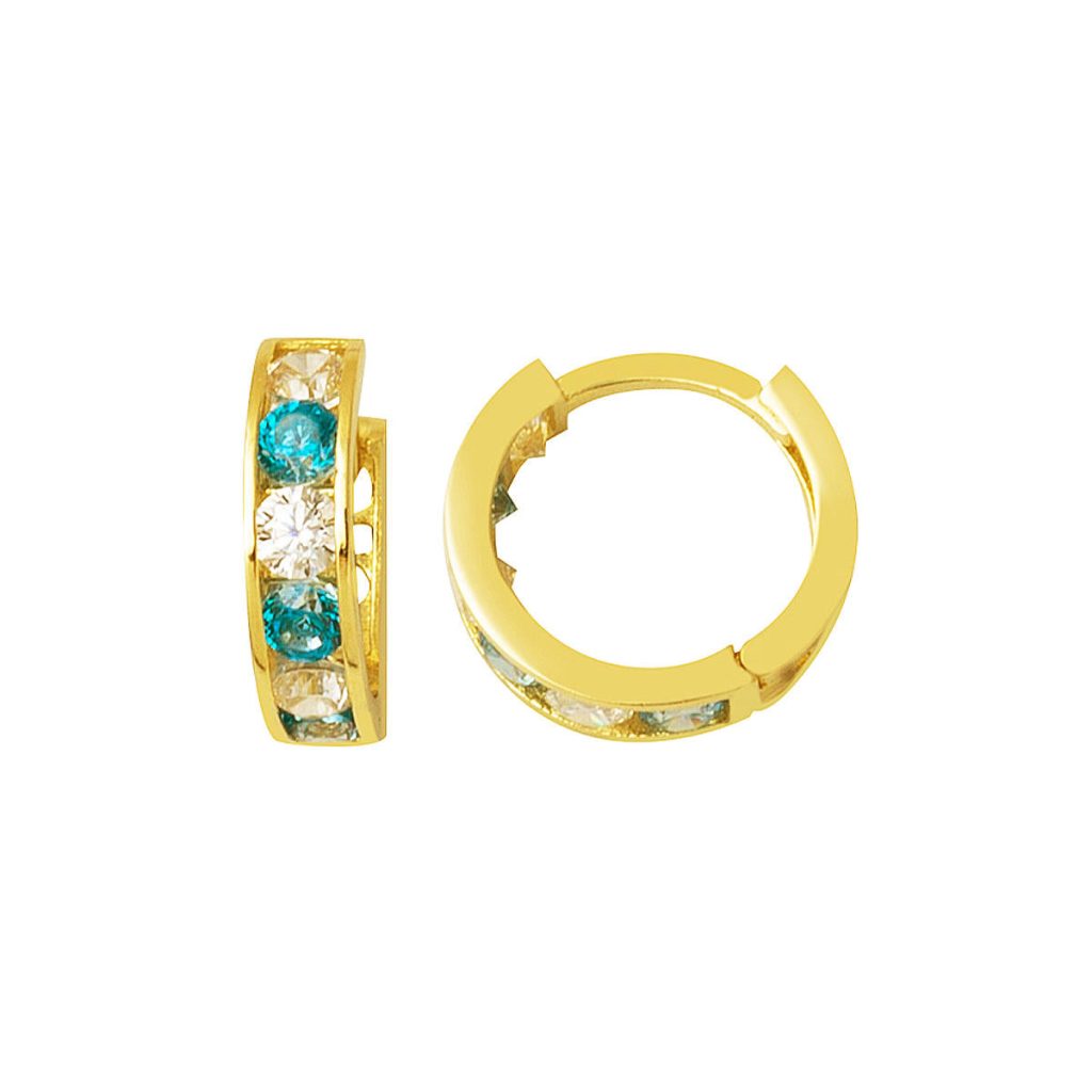 14 Karat Gold Blue with Stones Kız Bebek Earringsi