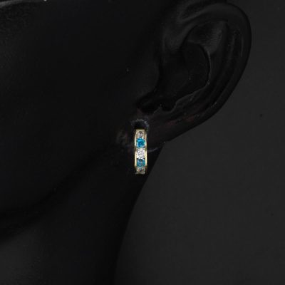 14K Gold Blue with Stones Kız Bebek Earringsi - 14K - 1g - EZ Gold