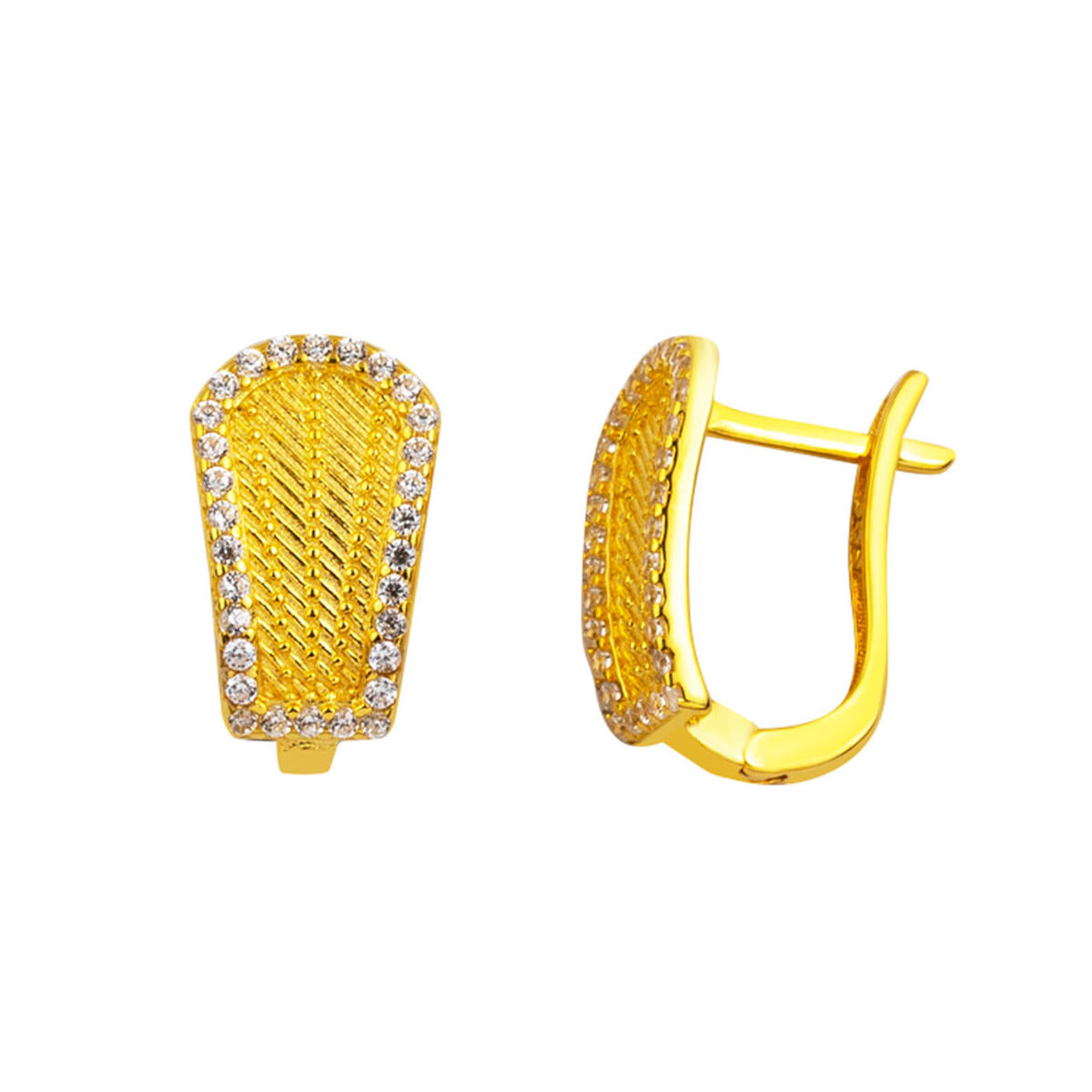 Trabzon Tresse 14 Carats Jaune Or Boucle d'Oreille