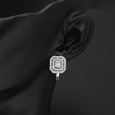 14K White Gold Baguette Earring - 14K - 2.89g - EZ Gold