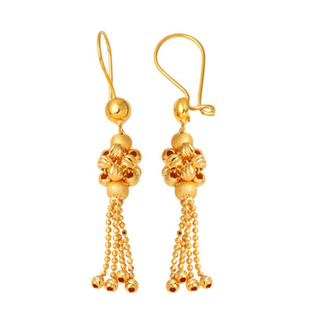 Gold Buket 22 Karat Beaded Earring