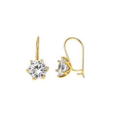 Solitaire 14K Gold Sarkıt Earring