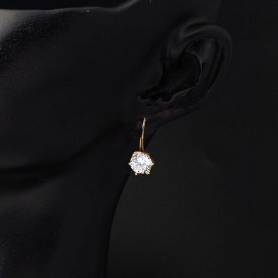 Solitaire 14K Gold Sarkıt Earring - 14K - 1.26g - EZ Gold