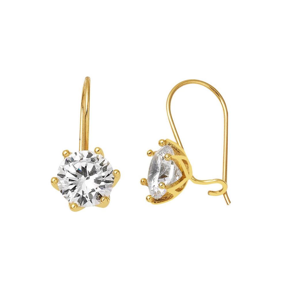 Solitaire 14 Karat Sarkıt Gold Earring