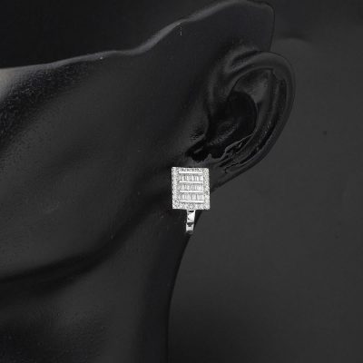 14 Carats Blanc Or Baguette avec Pierres Spor Boucle d'oreille - 14K - 2.71g - EZ Gold