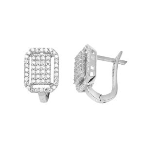 Coronet Blanc Or Baguette Spor Boucle d&rsquo;Oreille