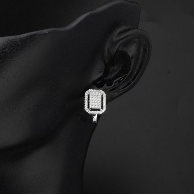 Coronet Beyaz Altın Baget Spor Küpe - 14K - 3.25g - EZ Gold