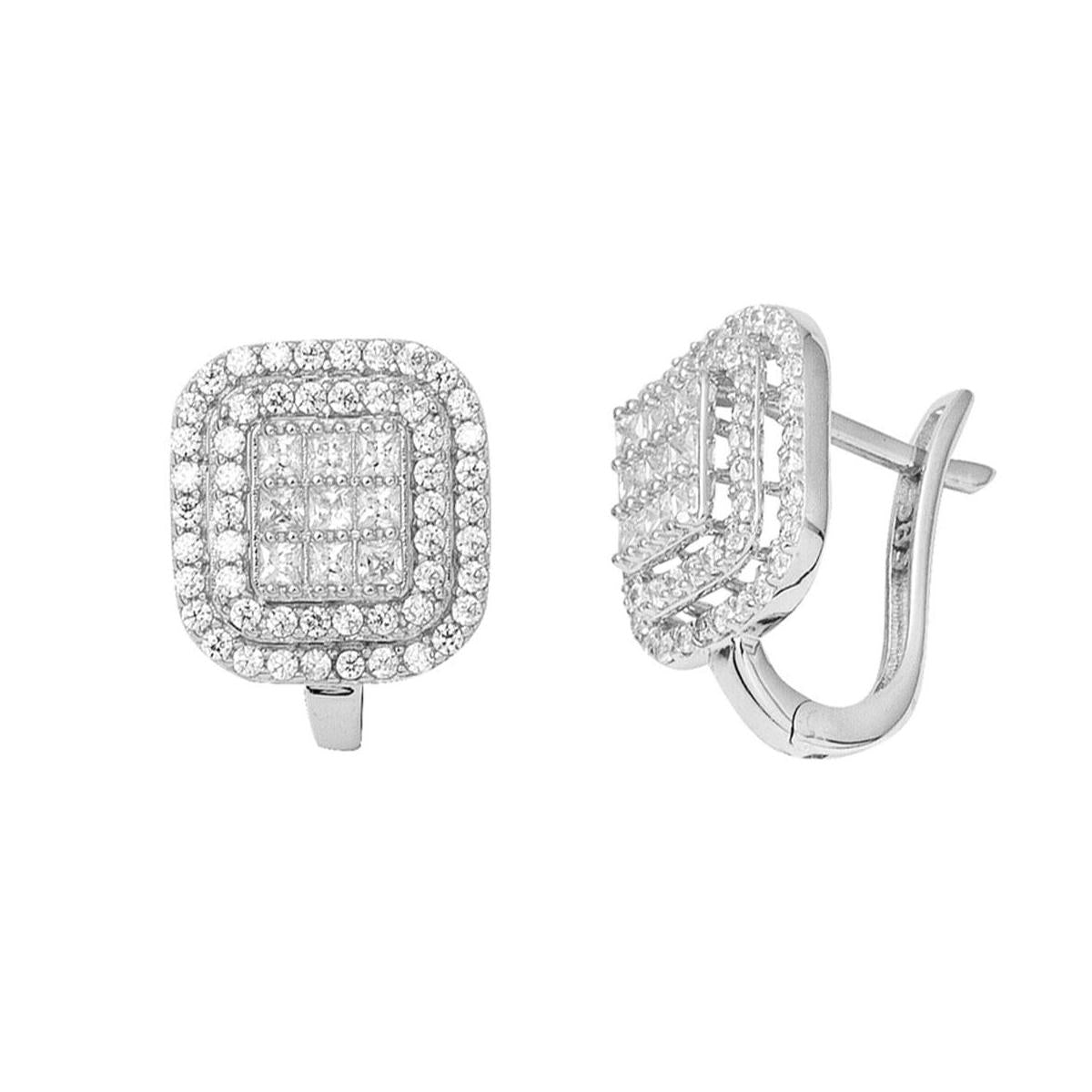 Princess Baguette Model White Gold Earring