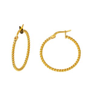 22 Carats 2,5 cm. Torsadé Creole Or Boucle d&rsquo;Oreille