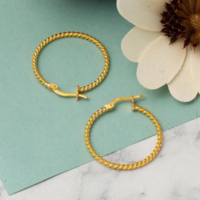 22 Ayar 2,5 cm. Burma Halka Altın Küpe - 22K - 6.11g - EZ Gold
