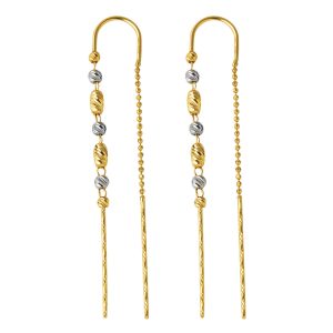 14 Carats İki Coloré Boules Pendante Or Boucle d&rsquo;Oreille