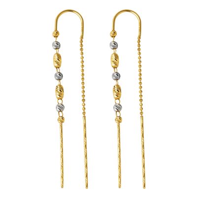 14 Carats İki Colored Boules Pendante Or Boucle d'Oreille