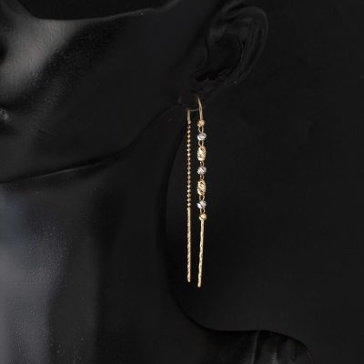 14K İki Colored Doric Sallantılı Gold Earring - 14K - 2.63g - EZ Gold