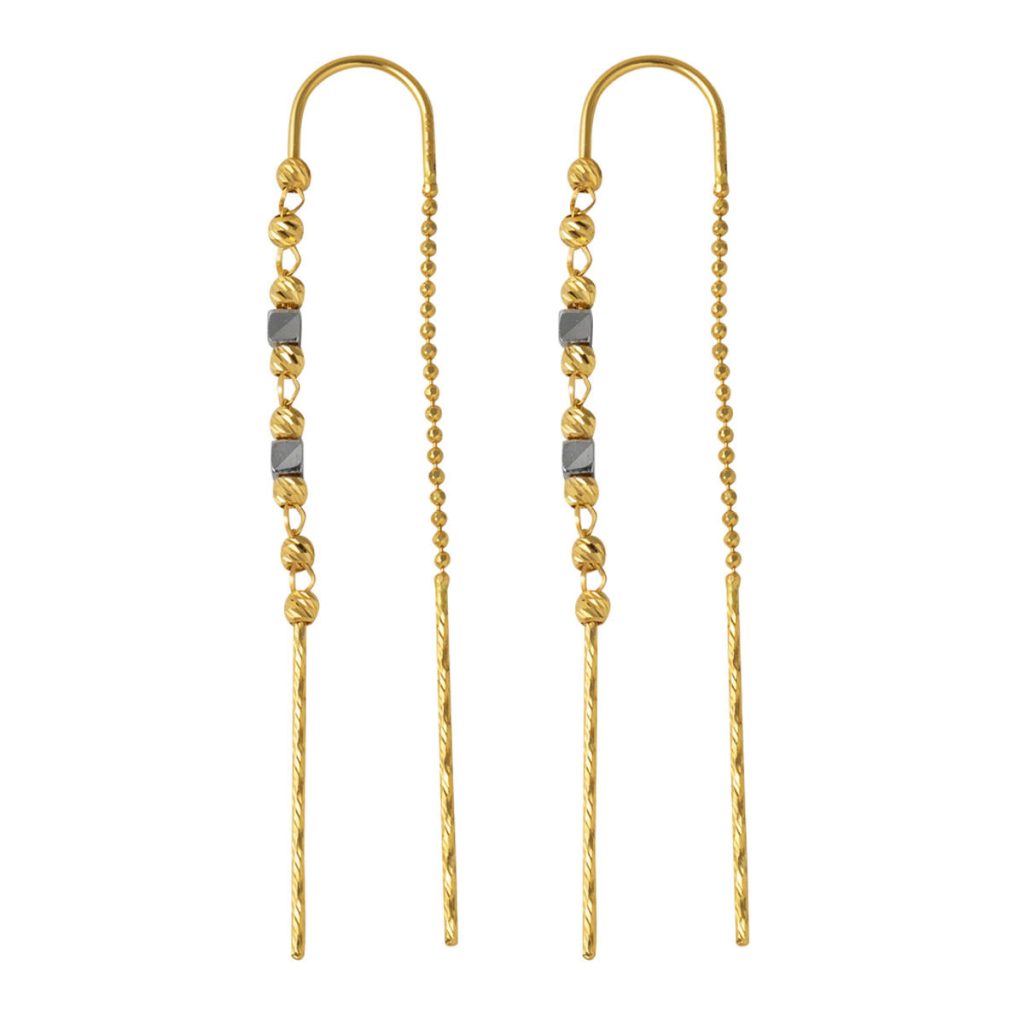 14 Karat Ball Beaded Chain Gold Earring