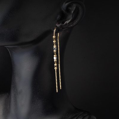 14 Carats Dorique à Boules Zincir Or Boucle d'oreille - 14K - 2.43g - EZ Gold
