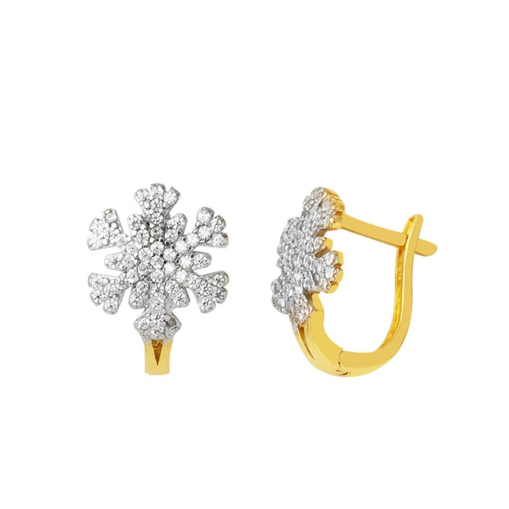 14 Karat Gold Snowflake Earring