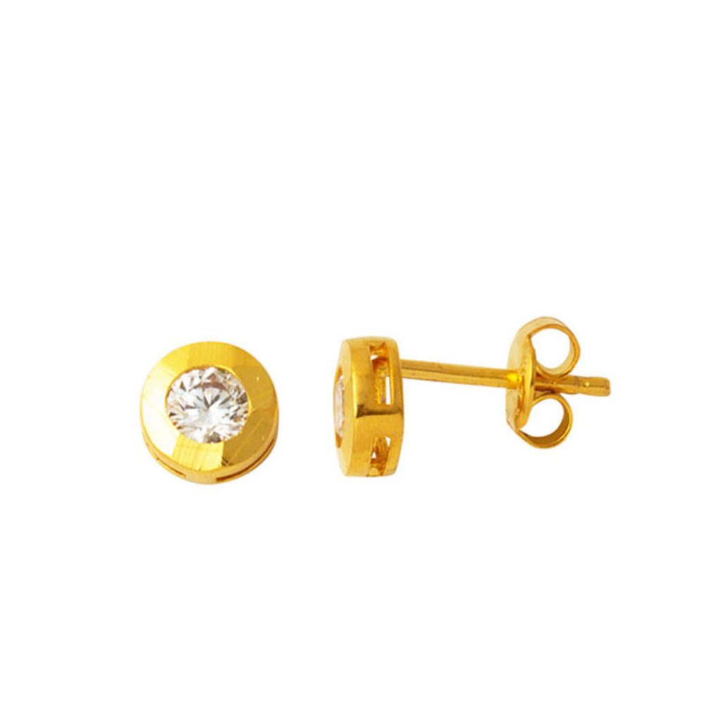 Tek with Stones 22 Karat Gold Earring