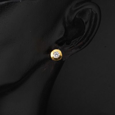 Solitairelı 22K Gold Earring - 22K - 2g - EZ Gold