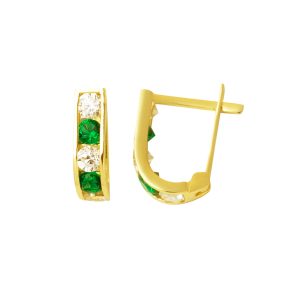 14 Carats Vert avec Pierres Or J Bebek Boucle d'oreillesi