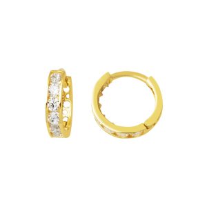 White with Stones Hoop 14 Karat Gold Kız Children’s Earringsi