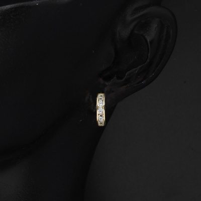 Beyaz Taşlı Halka 14 Ayar Altın Kız Çocuk Küpesi - 14K - 1.51g - EZ Gold