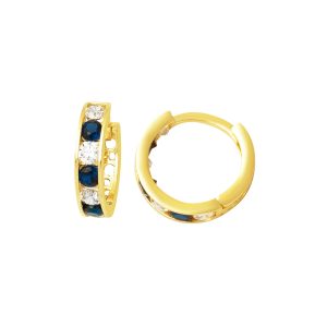 14 Carats Lacivert avec Pierres Or Creole Enfant Boucle d'oreillesi