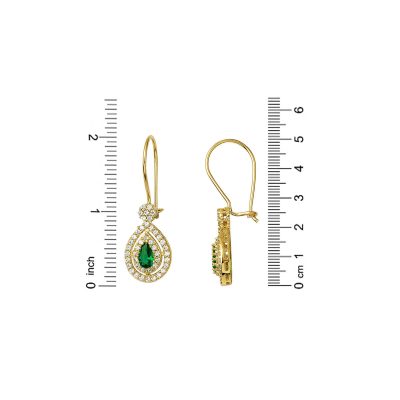 Yeşil Damla Taşlı Altın Küpe - 14K - 3.03g - EZ Gold