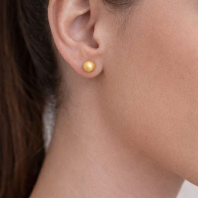 Mat 14 Ayar Sarı Altın Top Küpe 6 mm.